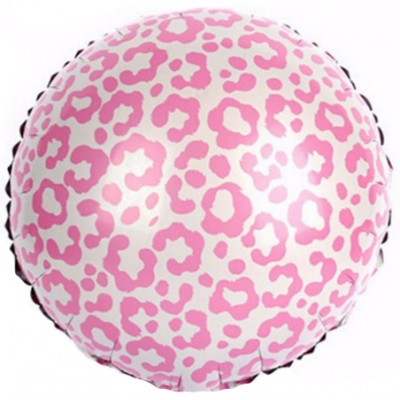 Фольгированный воздушный шар-круг Окрас леопарда розовый (46 см)