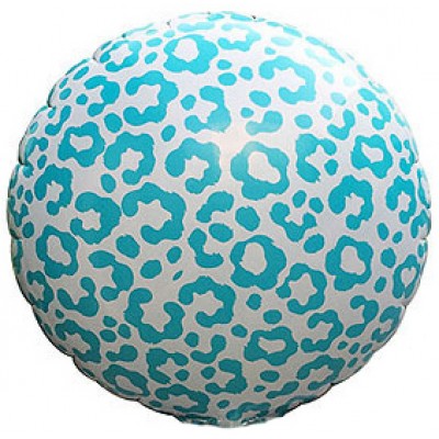 Фольгированный воздушный шар-круг Окрас леопарда голубой (46 см)