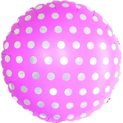 Фольгированный воздушный шар-круг Точки розовый (46 см)