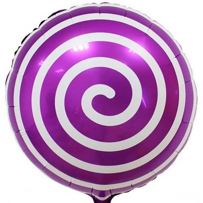 Фольгированный воздушный шар-круг Леденец спираль фиолетовый (46 см)