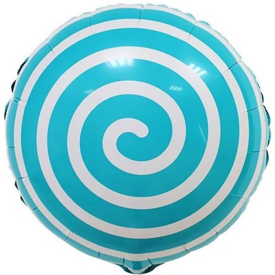 Фольгированный воздушный шар-круг Леденец спираль голубой (46 см)