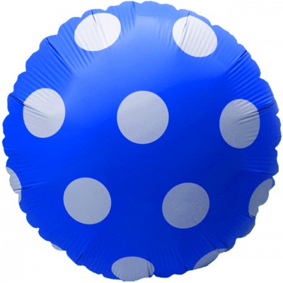 Фольгированный воздушный шар-круг Большие точки синий (46 см)