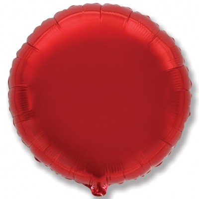Однотонный фольгированный воздушный шар-круг красный (81 см)