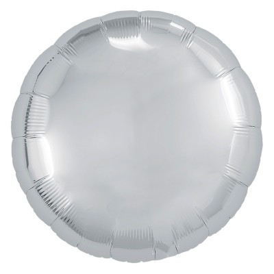 Однотонный фольгированный воздушный шар-круг серебро (46 см)