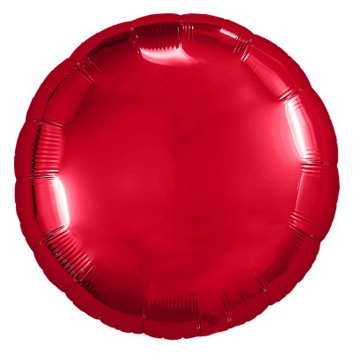 Однотонный фольгированный воздушный шар-круг красный (46 см)