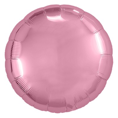 Однотонный фольгированный воздушный шар-круг розовый фламинго (46 см)