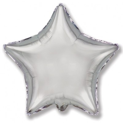 Однотонный фольгированный воздушный шар-звезда серебро (81 см)