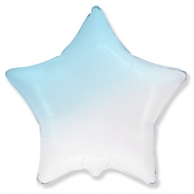 Однотонный фольгированный воздушный шар-звезда голубой градиент (81 см)