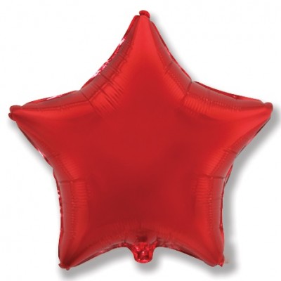 Однотонный фольгированный воздушный шар-звезда красный (81 см)