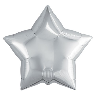 Однотонный фольгированный воздушный шар-звезда серебро (46 см)