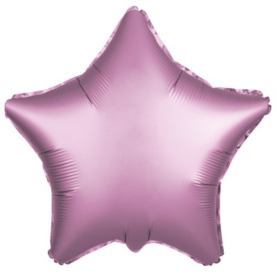 Однотонный фольгированный воздушный шар-звезда розовый сатин (53 см)
