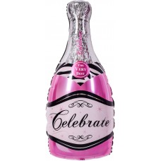 Шар (39''/99 см) Фигура, Бутылка Шампанское, Розовый