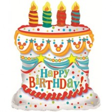 Фольгированный воздушный шар-фигура С Днем рождения (торт) белый (71 см)