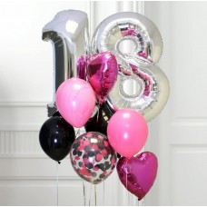 Композиция Фонтан из шаров на день рождения с цифрами