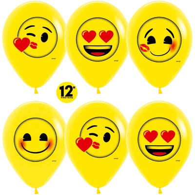 Воздушный шар Смайлы Emoji (любовь) желтый пастель (30 см)