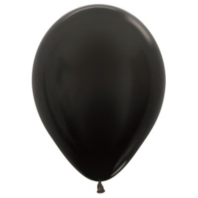  Воздушный шар черный металлик (30 см)