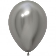  Воздушный шар Зеркальный блеск серебро хром (30 см)