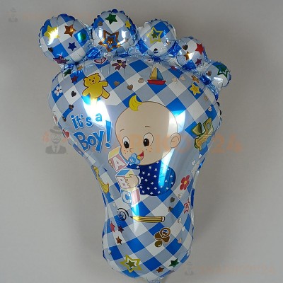 Шар (38''/97 см) Фигура, Ножка малыша, Голубой