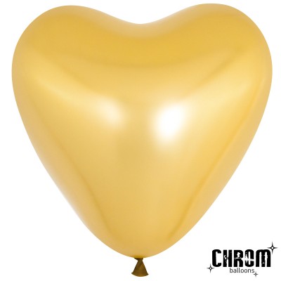 Воздушный шар-сердце золото хром (30 см)
