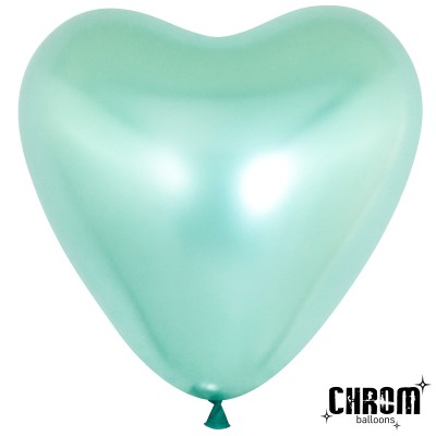  Воздушный шар- сердце зеленый хром (30 см)