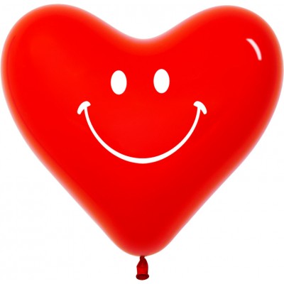 Воздушный шар- сердце Смайл красный (30 см)
