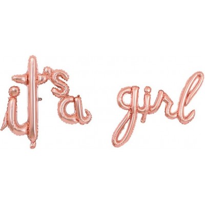 Фольгированный шар-фигура мини-надпись "It`s a Girl" розовое золото (41 см)